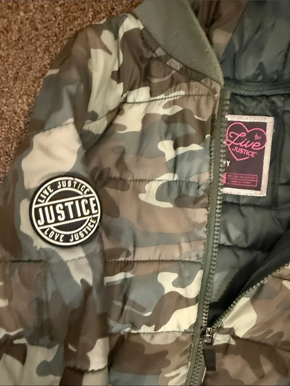 Justice Camo Girls size 8 comfy jacket